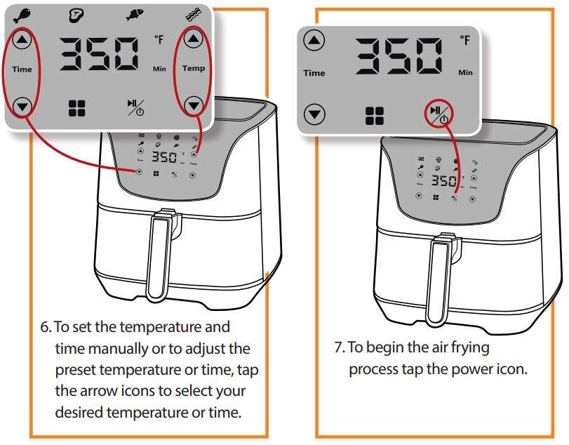 Gourmia GAF635 6-Qt Digital Free Fry Air Fryer User Manual - To set the temperature