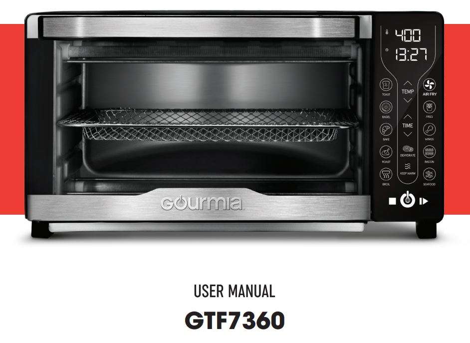 Gourmia GTF7360 Digital Air Fryer Oven User Manuala