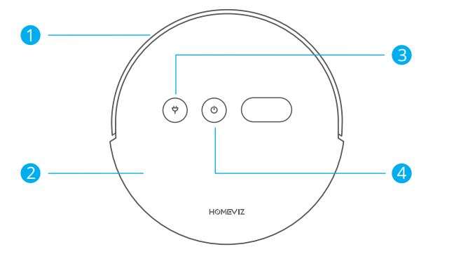 HOMEVIZ 2-in-1 Smart Robotic Mopping Robot VacuumG1 User Manual - Main Device