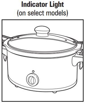 Hamilton 6-Quart Beach Stay or Go Portable Slow Cooker with Lid Lock User Manual - Indicator Light
