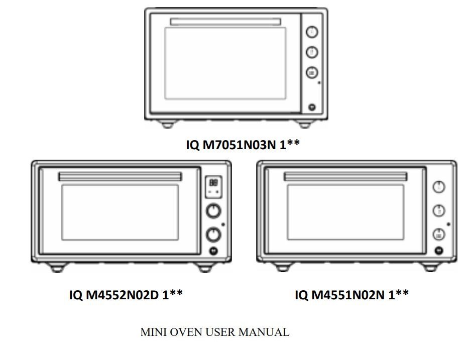 ICQN IQ M7051N03N 1 60 Litre XXL Mini Oven User Manual.