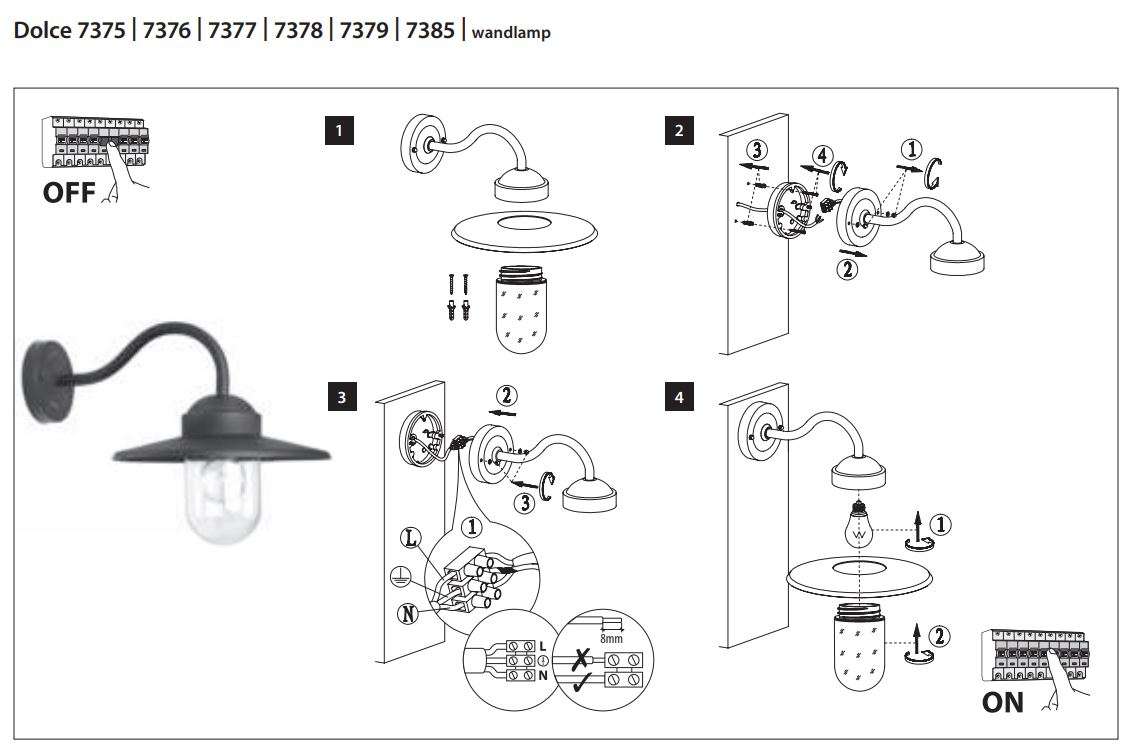 KS Dolce 7375 Wandlamp Instruction Manual