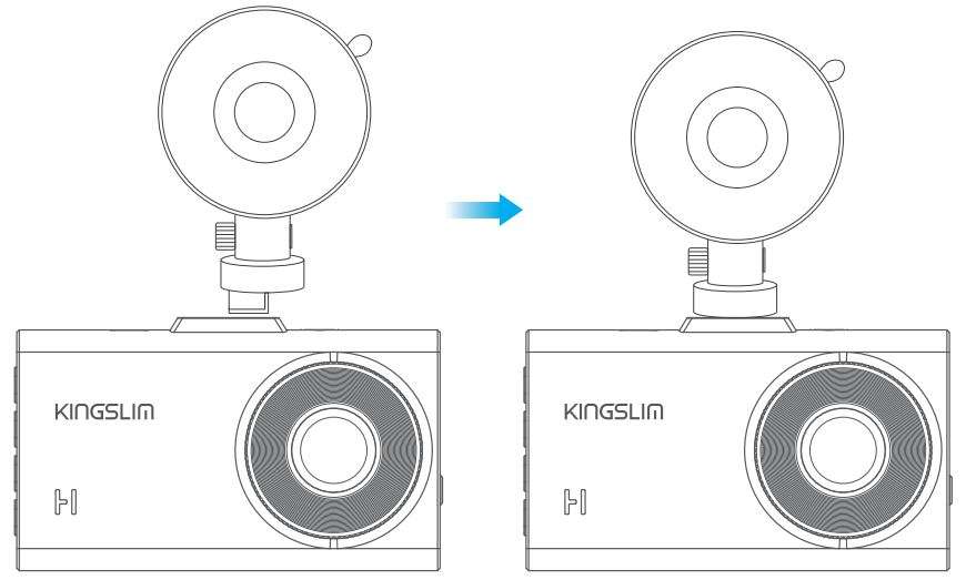 KingSlim D2 Dash Cam User Manual - Insert the bracket into the bracket slot