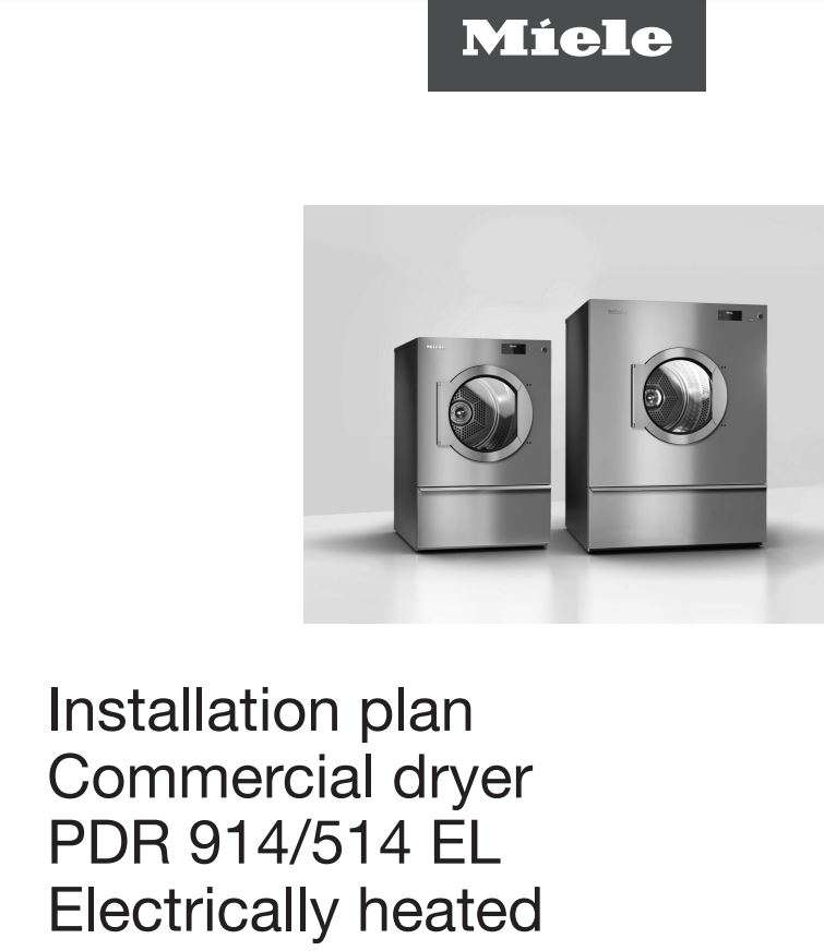 Miele PDR 914 514 EL Electrically Heated Commercial Dryer Installation Guide