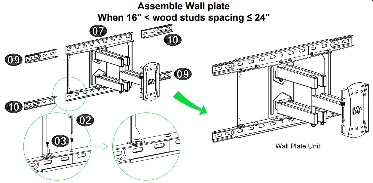 Mounting Dream MD2296-24K TV Wall Mounts TV Bracket User Manual - Assemble Wall plate