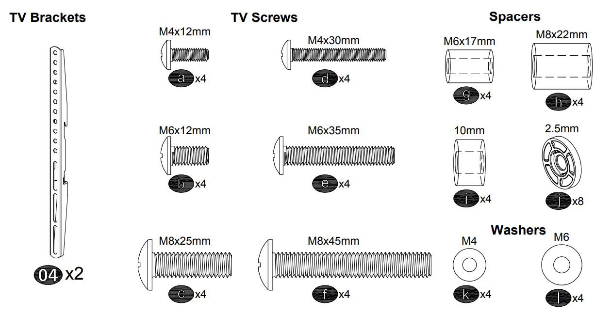 Mounting Dream MD2377 UL Listed TV Wall Mount User Manual - Parts and Hardware
