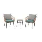 Orange-Casual WF-001 SJ 3-Piece Metal Outdoor Bistro Set with Turquoise Cushions Instruction Manual - Featured image