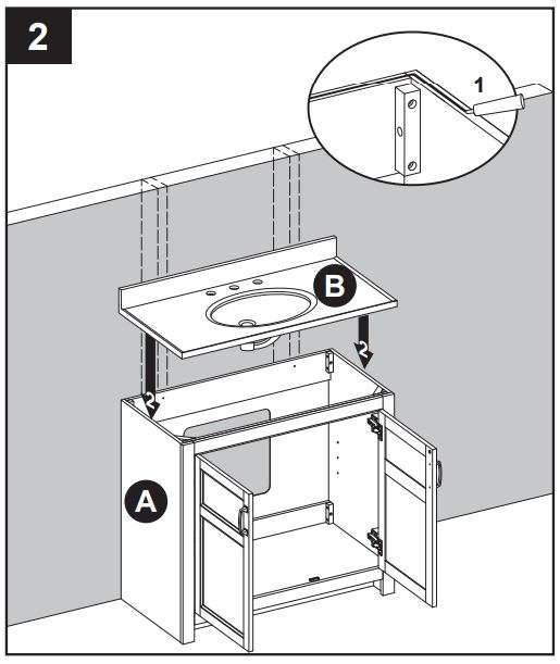 Style SELECTIONS 1678VA-37-292-934 Gray Single Sink Bathroom Vanity Instruction Manual - Apply stain free silicone caulk