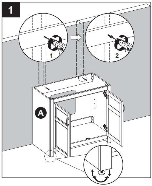 Style SELECTIONS 1678VA-37-292-934 Gray Single Sink Bathroom Vanity Instruction Manual - With two people, carefully place vanity