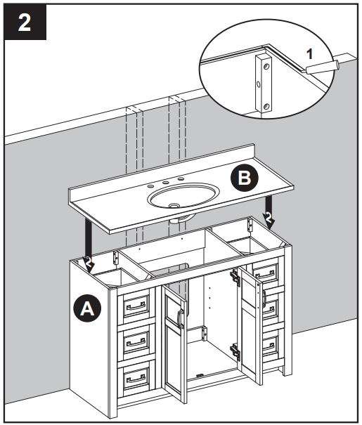Style SELECTIONS 1678VA-49-311-934 48.875-In Vanity with Top Instruction Manual - Apply stain free silicone caulk