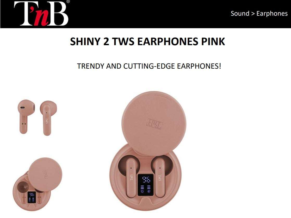 T nB Shiny 2 Tws Wireless Earphones Pink User Guide