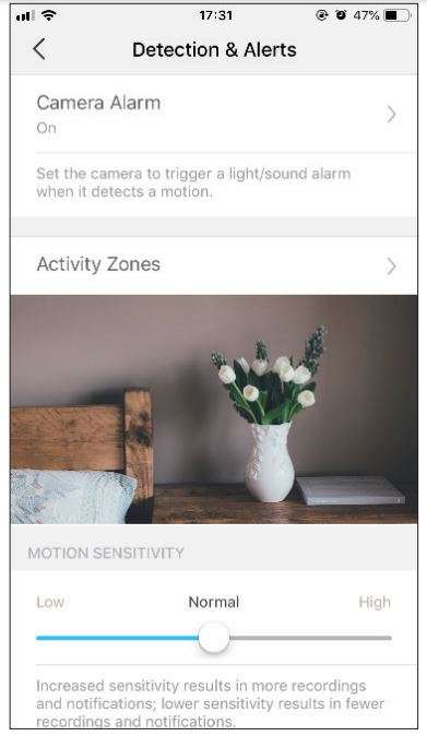 TP-Link Home Security Wi-Fi Camera Tapo C100 User Manual - Adjust Motion Sensitivity