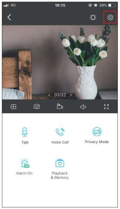 TP-Link Home Security Wi-Fi Camera Tapo C100 User Manual - On the Live View page, tap to enter the Camera Settings page