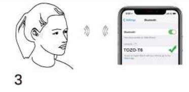 Tozo T6 Waterproof Wireless Earbuds User Manual - The two earbuds flash red and blue