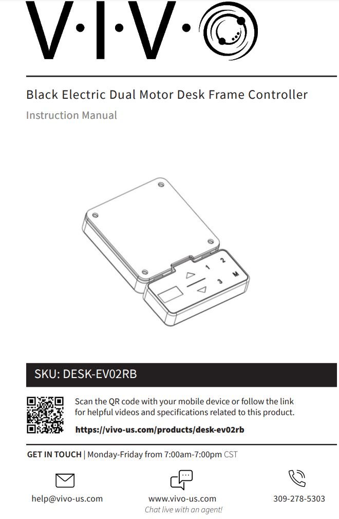 V I V O DESK-EV02RB Black Electric Dual Motor Desk Frame Controller Instruction Manual