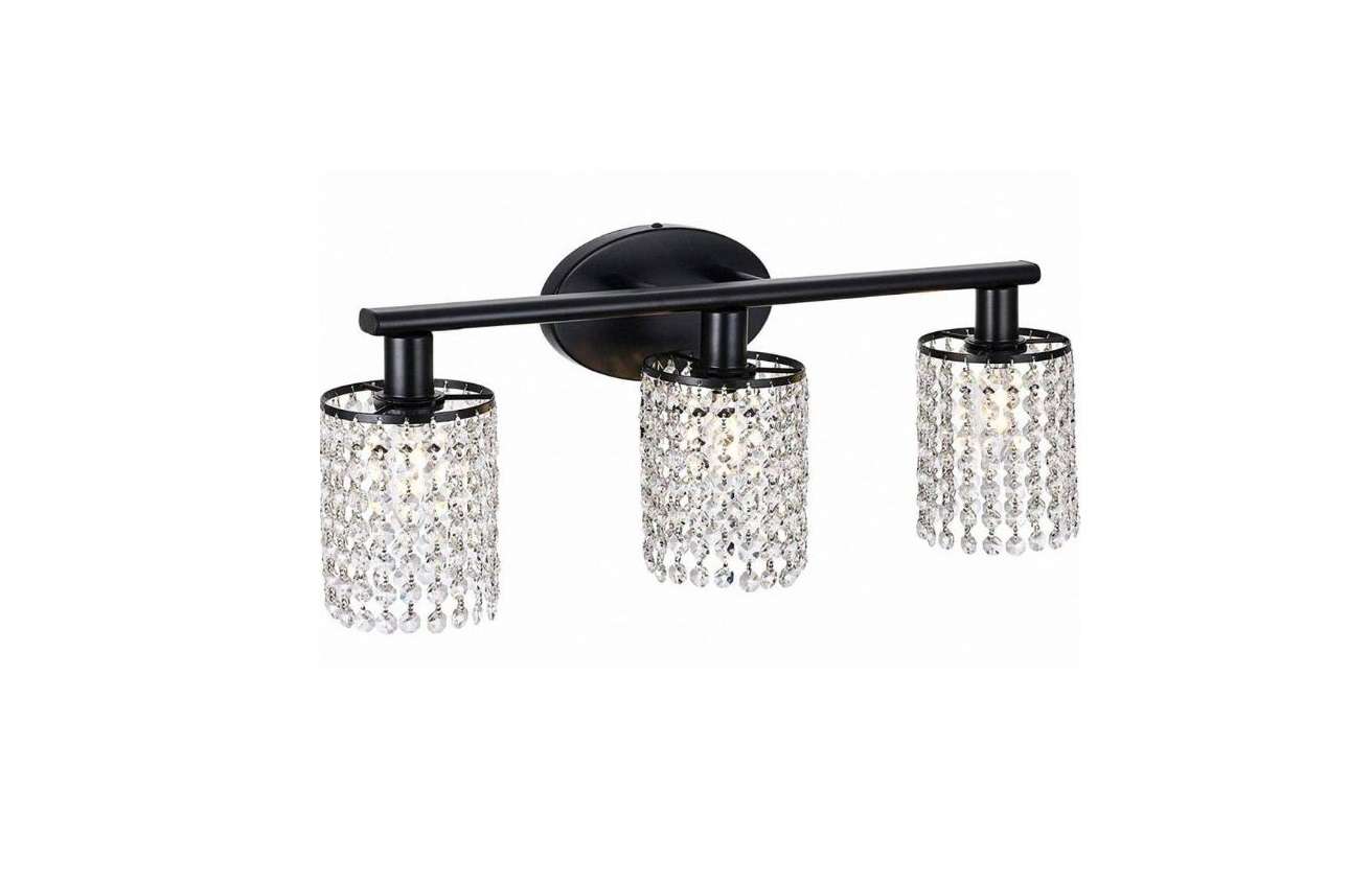 YanSun H-WL009-2 20.87 Inch 3-Light Matte Black Vanity Wall Lamp with Crystal Shade Instruction Manual - Featured image