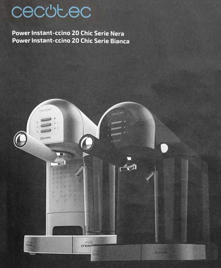 cecotec Power Instant-ccino 20 Chic Serie Nera Coffee Machine Instruction Manual