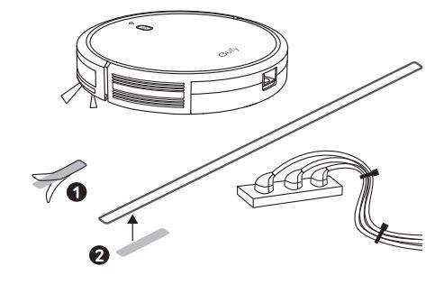 eufy T2118 BoostIQ RoboVac 30C User Manual - Apply the supplied strips of adhesive tape to lay the Boundary Strip flat on the floor