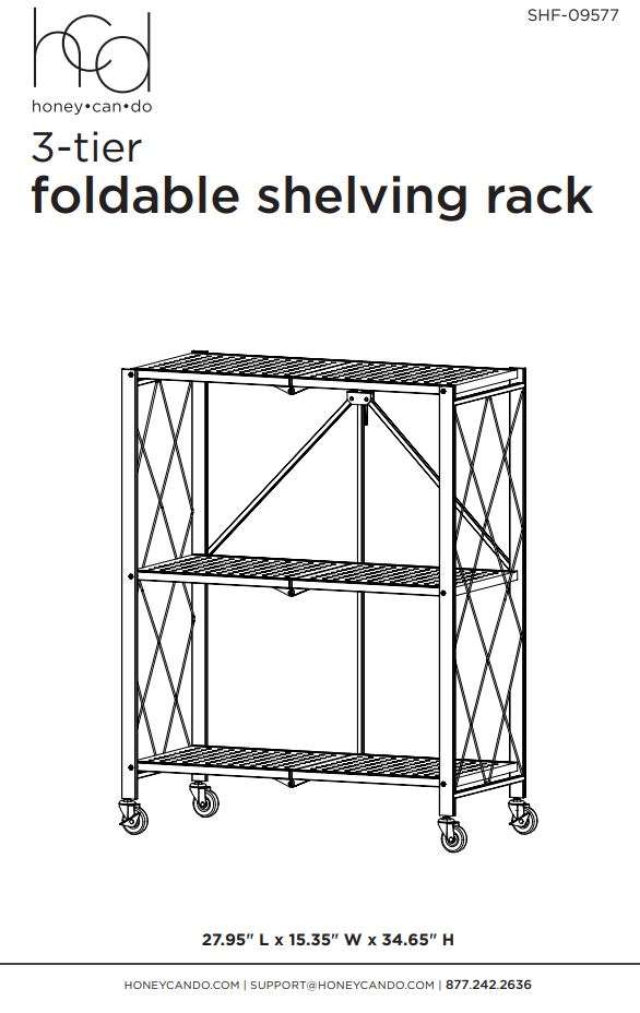 hcd SHF-09577 3-Tier Foldable Shelving Rack Instruction Manual