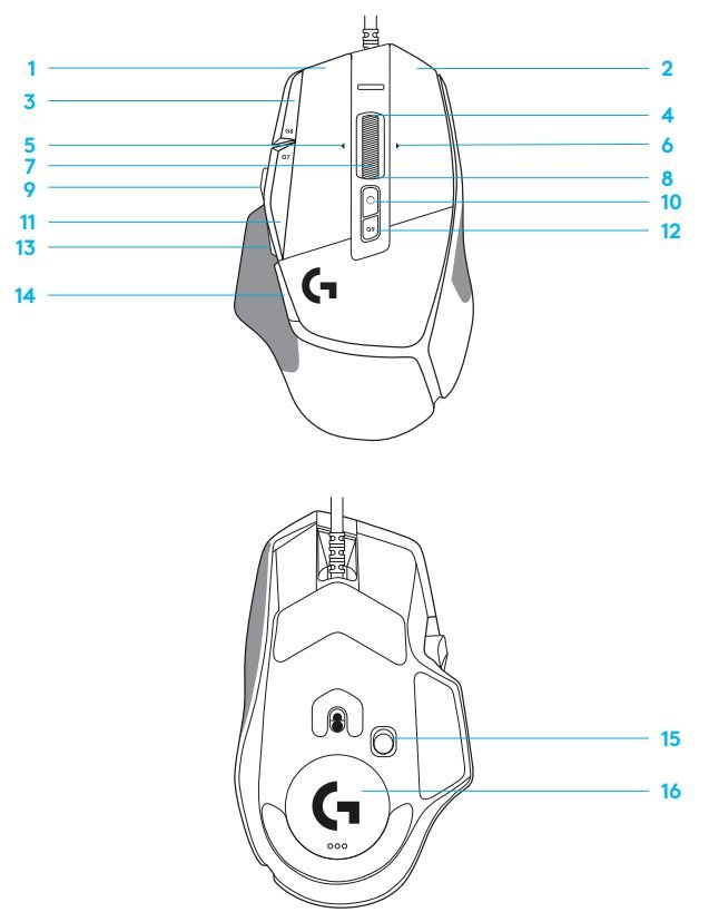 logitech G502 X Gaming Mouse User Guide - MOUSE FEATURES
