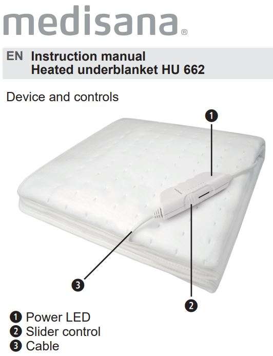 medisana HU 662 Heated Underblanket Instruction Manual
