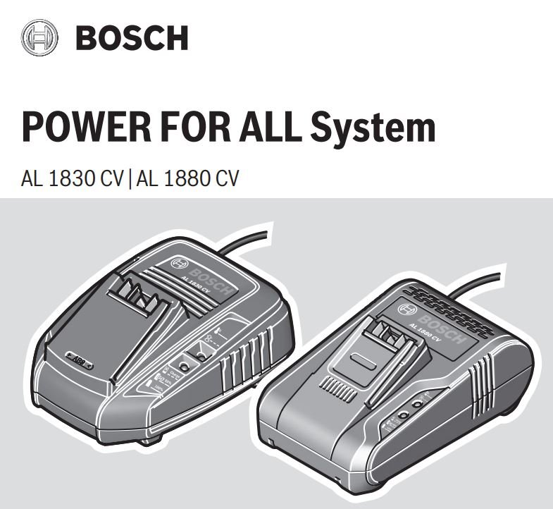 BOSCH AL 1830 CV Cordless Li-ion 3A Fast Battery Charger Instruction Manual