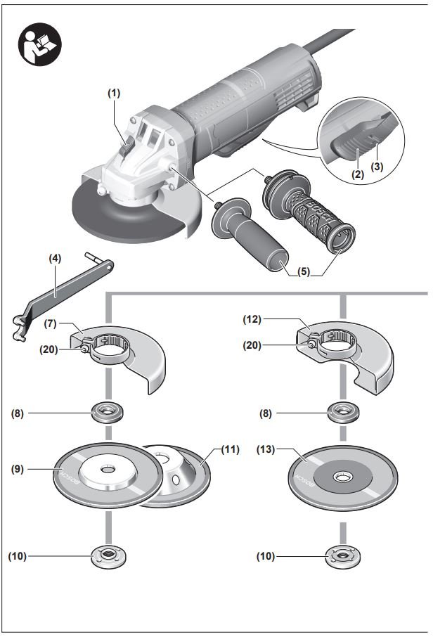 BOSCH GWS Professional 9-100 P Angle Grinder Instructions - Product Overview