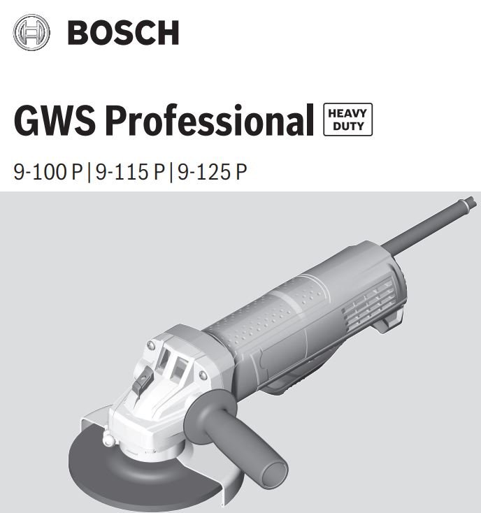BOSCH GWS Professional 9-100 P Angle Grinder Instructions