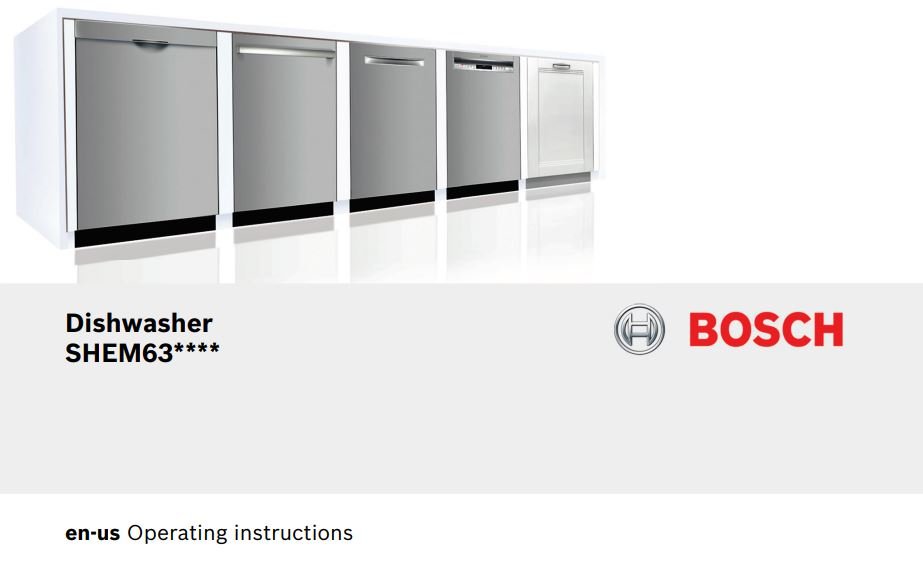 Bosch SHEM63W55N 300 Series Dishwasher 24'' Stainless steel User Manual 