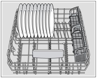 Bosch SHEM63W55N 300 Series Dishwasher 24'' Stainless steel User Manual - Arrange large plates up to a diameter of 12.6 in (32 cm) in the lower basket 30 as illustrated.