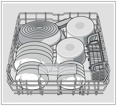 Bosch SHEM63W55N 300 Series Dishwasher 24'' Stainless steel User Manual - Alternate loading pattern with pots and pans