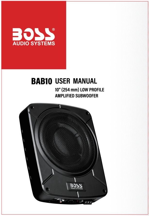 Boss BAB10 Audio Systems User Manual