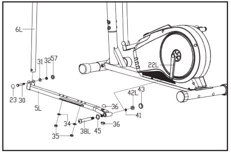 JLL CT200 Cross Trainer User Manual - Attach the pedal support at the bottom of the swing