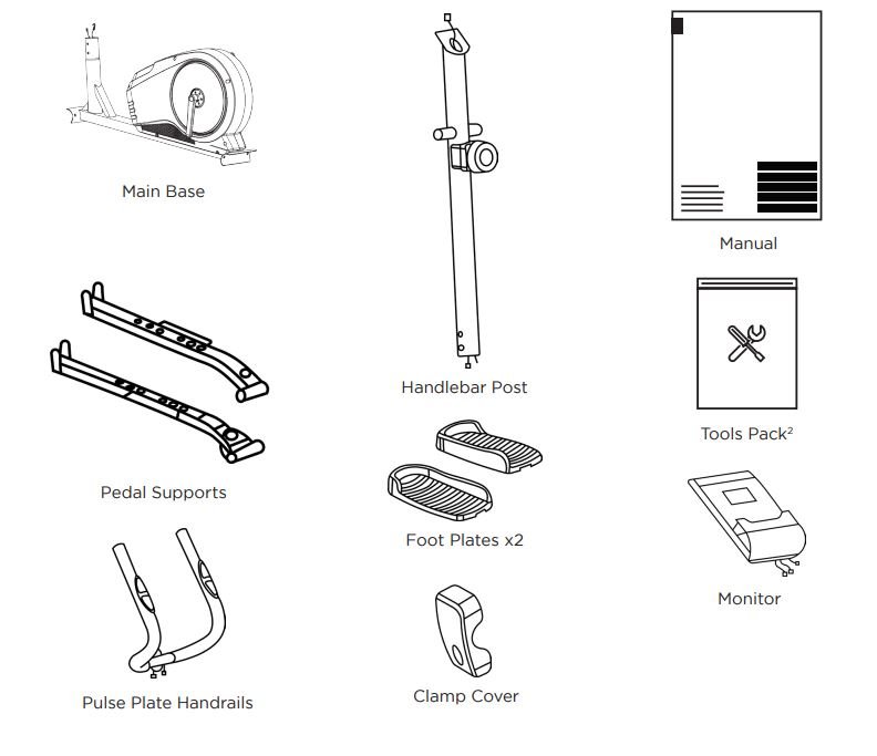 JLL CT200 Cross Trainer User Manual - BOX CONTENTS