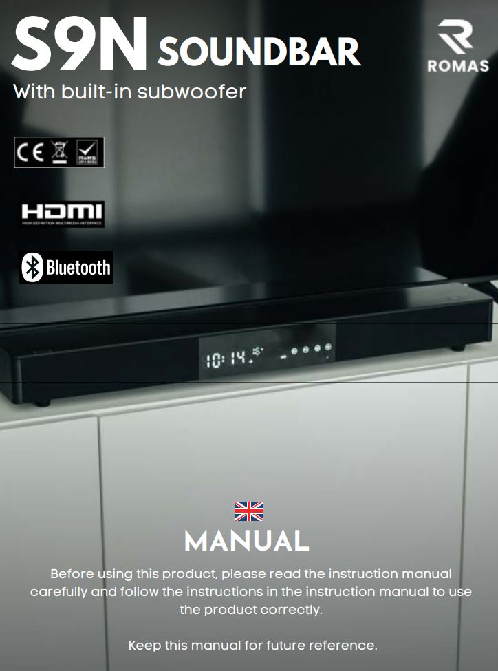 ROMS S9N Soundbar with built-in subwoofer User Manual