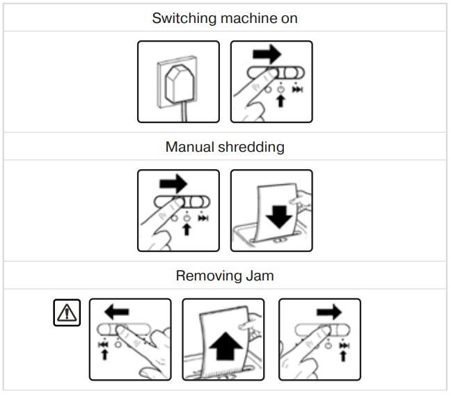 ReXel Secure X8 Cross Cut Paper Shredder Instruction Manual - Operation Slide Switch models