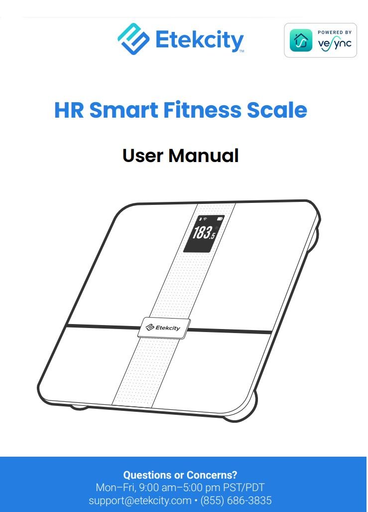 Etekcity Smart WiFi Body Fat Smart Fitness Scale User Manual