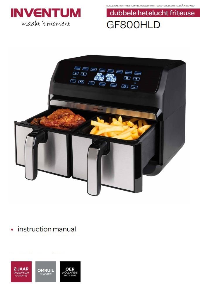 INVENTUM GF800HLD Double Air Fryer Instruction Manual