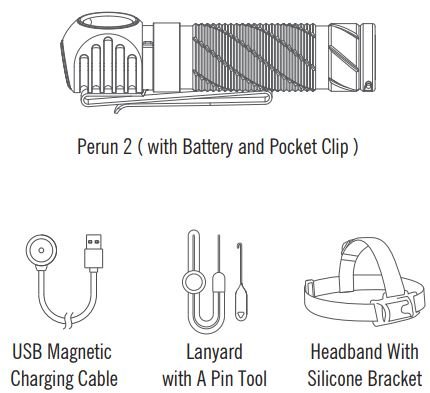 OLIGHT Perun 2 Rechargeable Right-Angle LED Flashlight User Manual - IN THE BOX