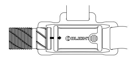 OLIGHT Perun 2 Rechargeable Right-Angle LED Flashlight User Manual - Put the flashlight into the bracket with the tail first