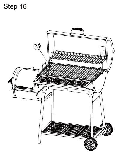 Royal Gourmet CC1830F 30 Inch Charcoal Barrel Grill with offset Smoker Owner's Manual - Place the cooking grates