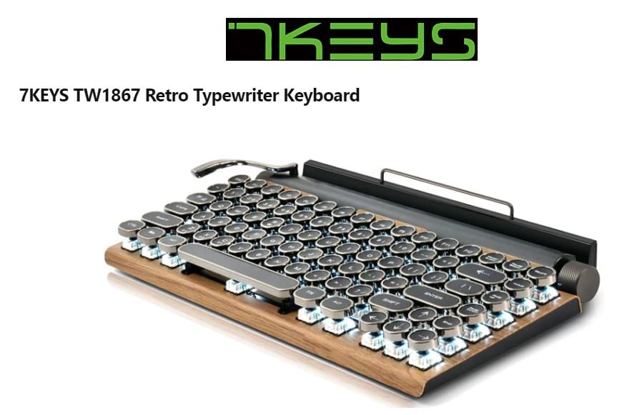 7KEYS TW1867 Retro Typewriter Keyboard User Manual