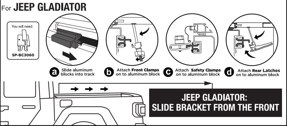 TYGER T3 Soft Tri-Fold Truck Bed Instruction Manual - Special Instructions for Optional Brackets