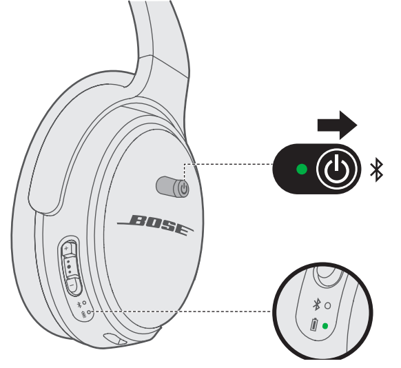 Bose Quiet Comfort 35 II Noise Cancelling Bluetooth Headphones User Manual - Power on