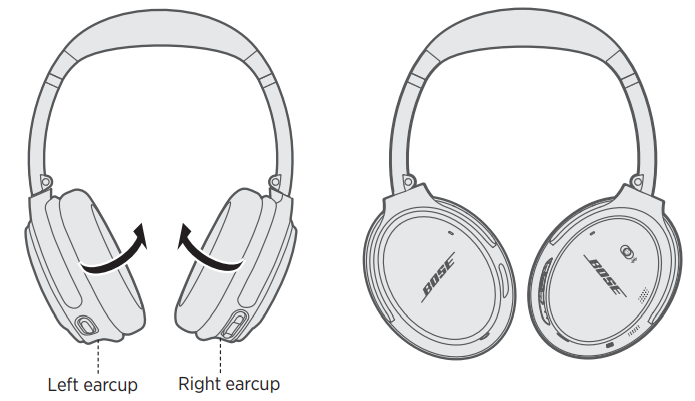 Bose Quiet Comfort 35 II Noise Cancelling Bluetooth Headphones User Manual - Rotate both earcups inward so they lay flat