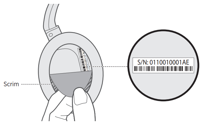 Bose Quiet Comfort 35 II Noise Cancelling Bluetooth Headphones User Manual - Serial number location
