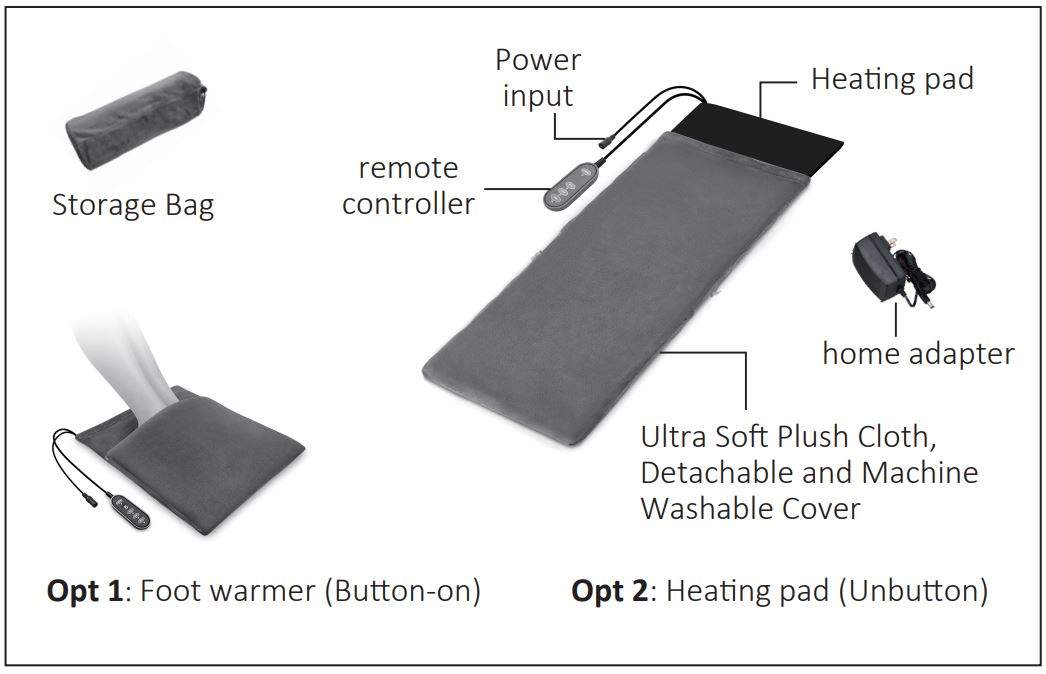 COMFIER CF-6908 2 in 1 Foot Warmer and Heating Pad User Manual - FEATURES
