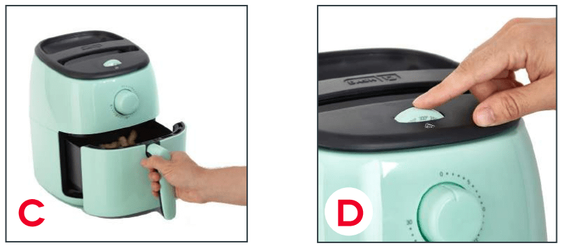 DASH DCAF200GBBK02 Tasti-Crisp™ Electric Air Fryer Oven Cooker User Manual - Using Your Tasti-Crisp™ Air fryer c&d