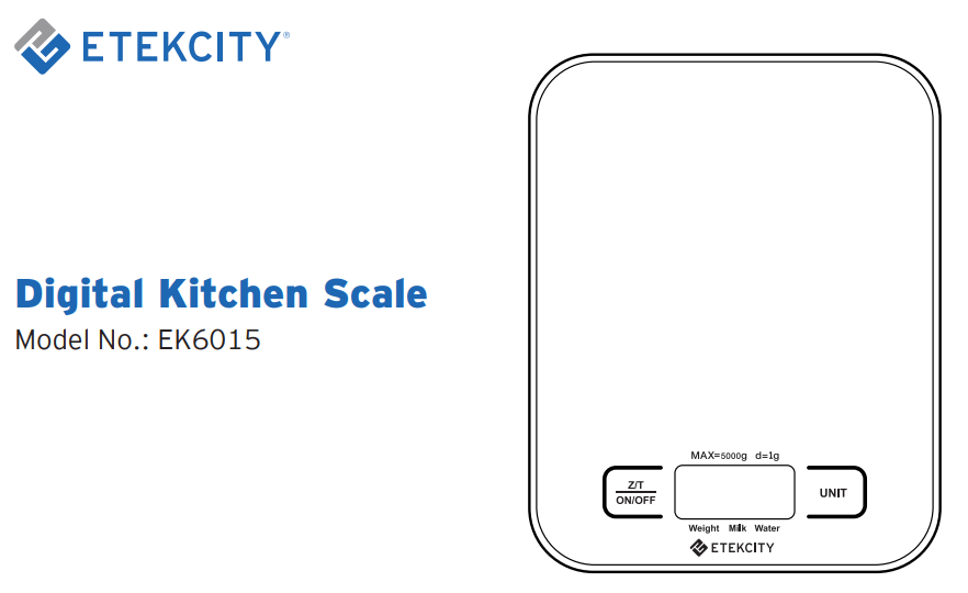 Etekcity EK6015 Food Kitchen Scale, Digital Grams and Ounces User Manual