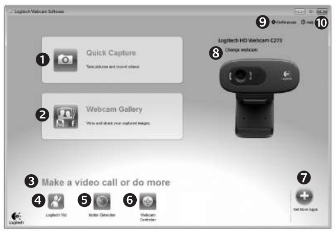 Logitech C270 HD Webcam User Manual - Navigating the Logitech Webcam Software